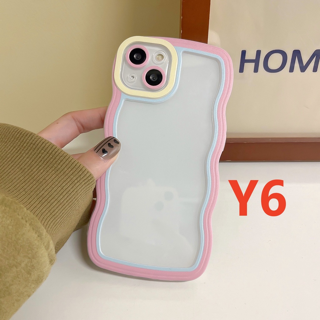 Casing Macaron Untuk Realme 10 C15 C35 C25Y C12 C11 C25s C3 C20 C21Y C20A Realme 9i 6i 5i 5 5s C1 Mewah Simple Bergelombang Tepi Warna Permen Jahitan Kontras Bening Transparan Soft Case