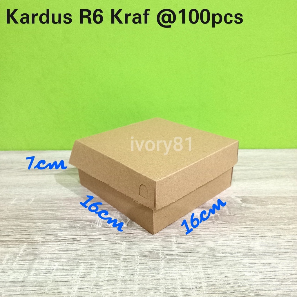 

Kardus coklat R6 kraf 16cm x 16cm x 7cm 310gsm kardus jajan kue coklat