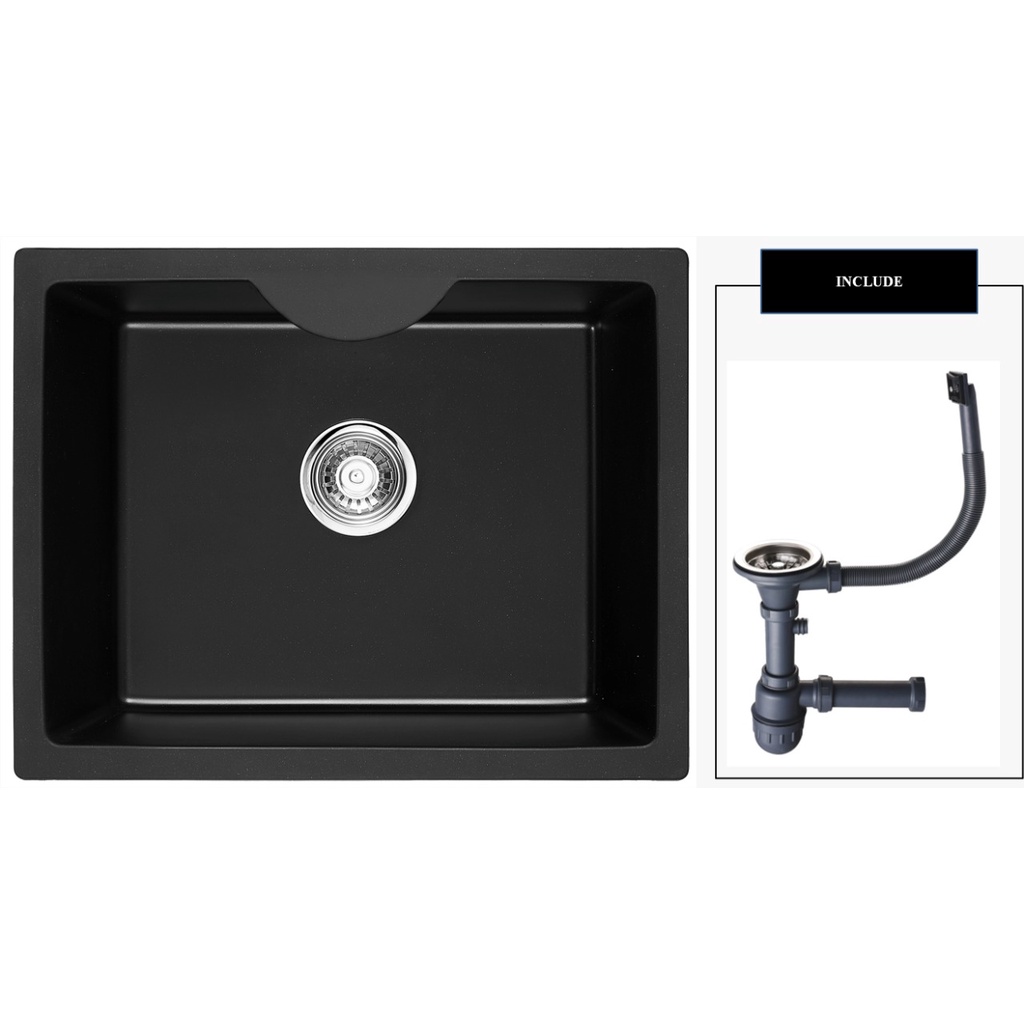 Zehn+ Bak Cuci Piring Granit Hitam 8358 HB104 - Granit Sink Hitam 1 Bowl