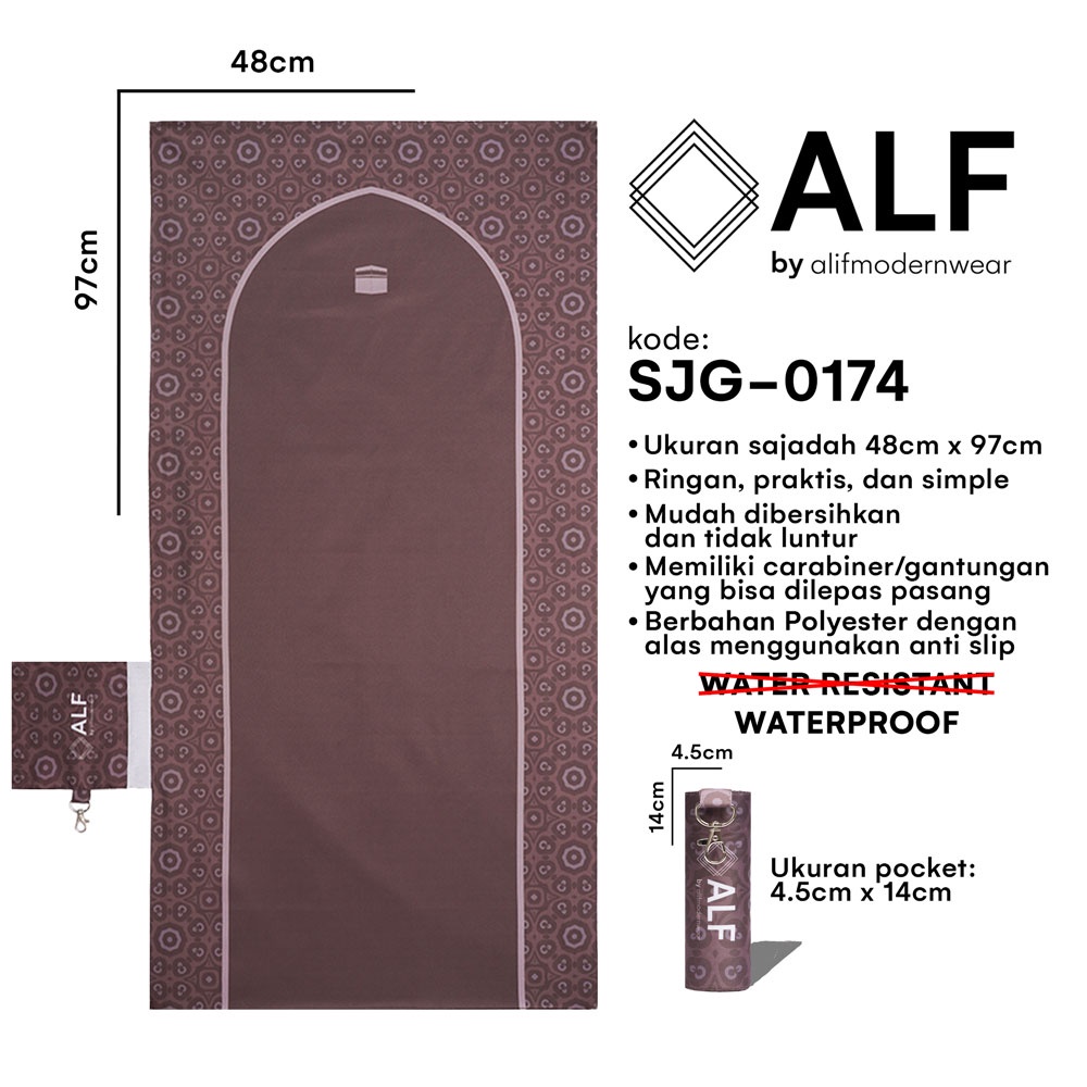 ALIF SAJADAH GENGGAM TRAVEL / SAKU / PORTABLE / WATERPROOF ( ALIF MODERN WEAR SJG-0174 )