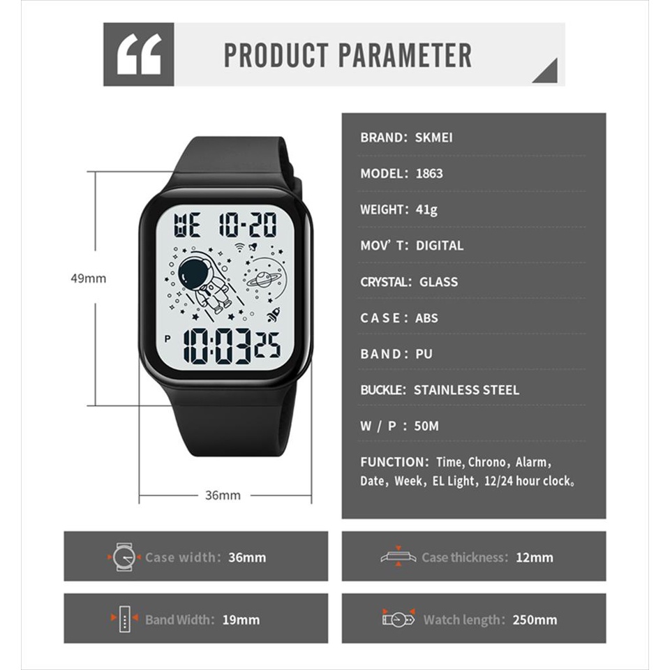 Jam Tangan Pria SKMEI 1863 Digital Astronout Original Anti air 3 atm