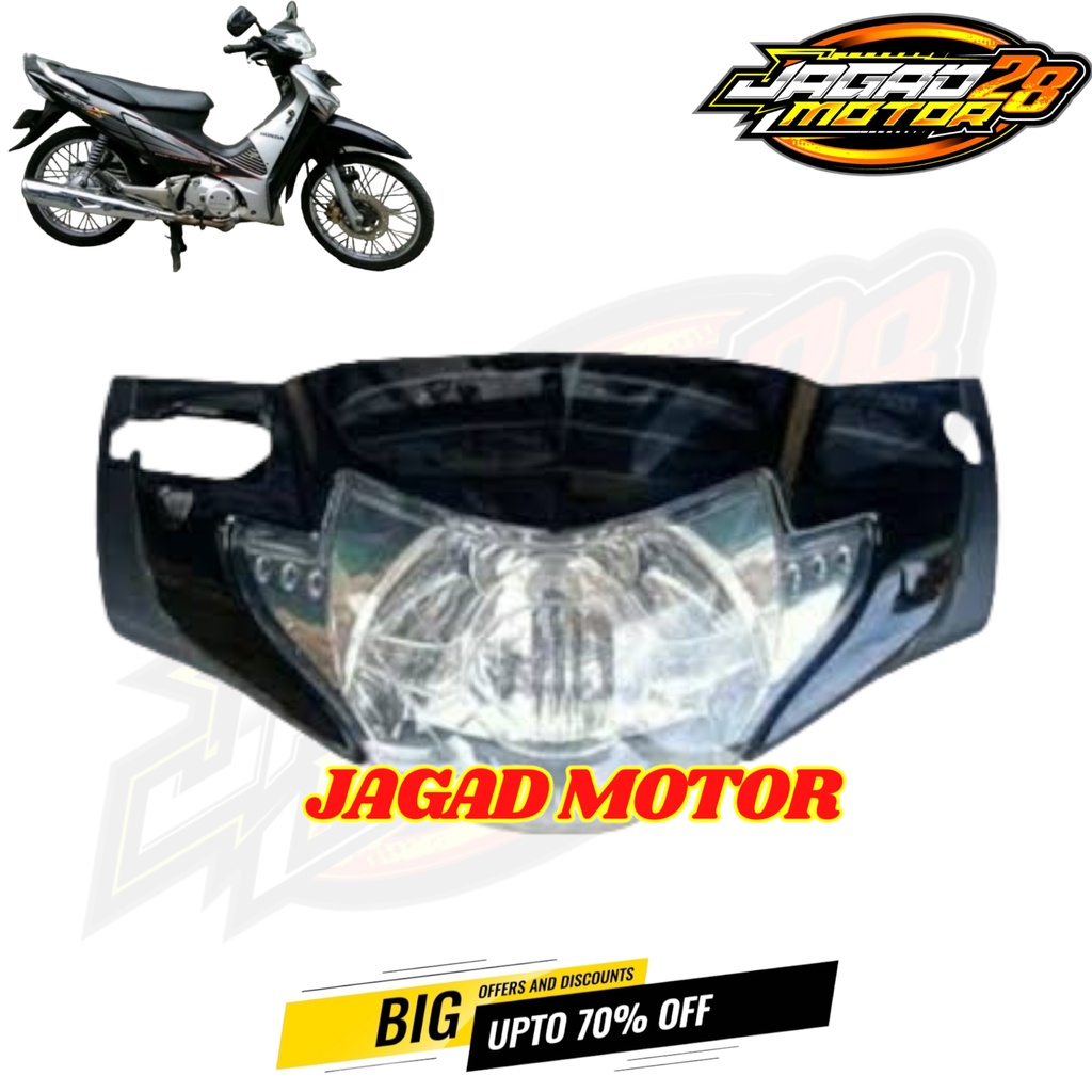 Batok Kepala Depan Plus Lampu Supra X 125 Lama 2005 2006 2007 Hitam / Batok Kepala Depan Supra X 125 Lama 2005 2006 2007 Hitam Set Lampu Depan / Batok Kepala Depan Supra X 125 Lama 2005-2007 Hitam Plus Reflektor Lampu Depan