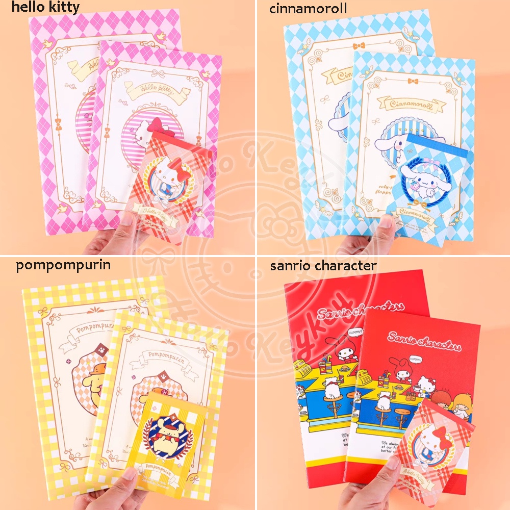 

set buku memo hello kitty cinnamoroll pompompurin original sanrio
