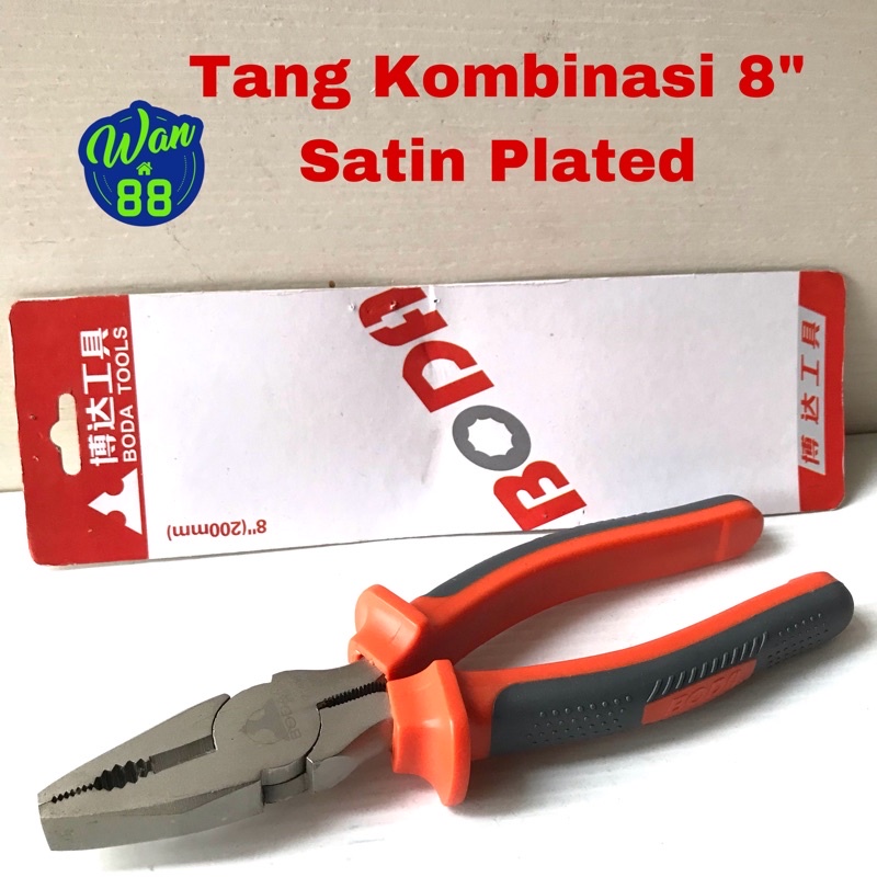 Tang Kombinasi /serba guna Boda 8 inch SATIN Plated gagang karet