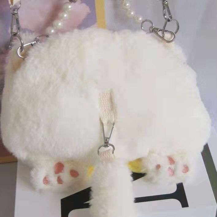 ❀Sera 2022 Musim Gugur dan Musim Dingin Baru Tas Mewah Lolita Oblique Cross Tas Youyou Kucing Boneka Mewah JK Lolita Tas Tangan