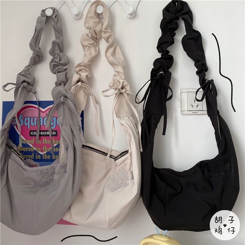 ❍ↂ◆Jepang Harajuku Sastra dan Seni Antik Gadis Messenger Tas Versi Korea In Retro Mahasiswa Dark Port Angin Lipit Tas Wanita