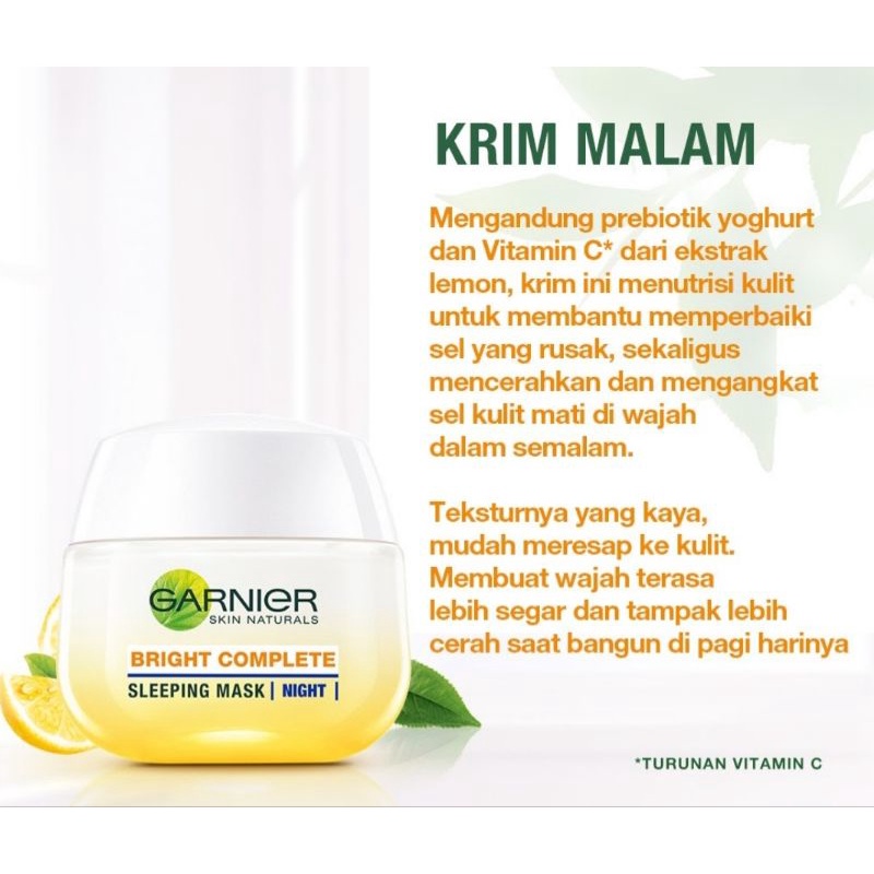 GARNIER PAKET KRIM BRIGHTCOMPLETE 50ML×2 SIANG DAN MALAM EXP 2025