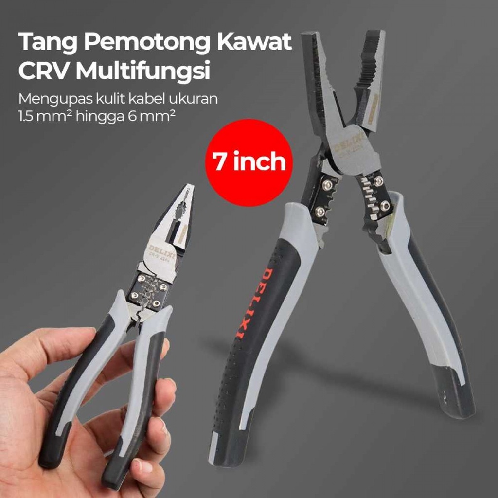 Tang Pemotong Kawat CRV Multifungsi Crimping Wire Cutter 7 inch