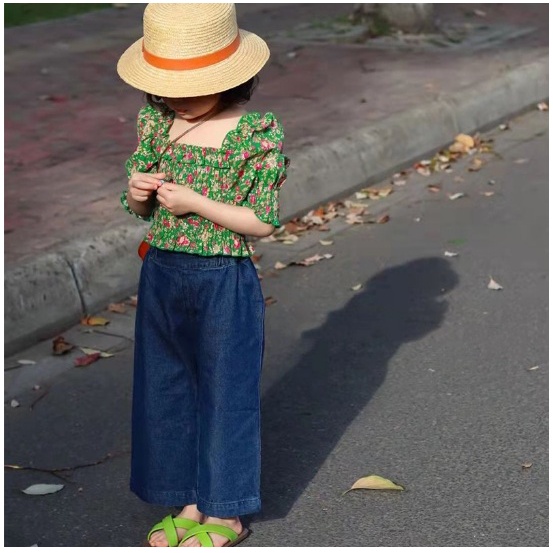 SET ANAK CEWEK CRINKLE HIJAU KERUT DADA SIZE 100-140 IMPORT PREMIUM