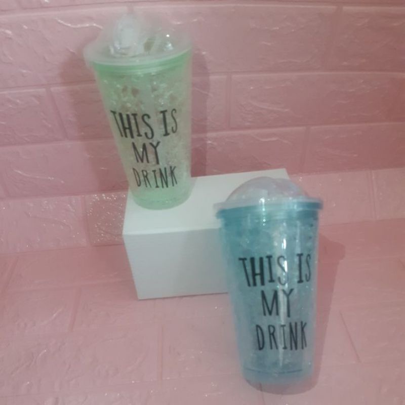 BOTTOL JELLY GLITTER/ TUMBLER BOTOL GELAS GLITTER + SEDOTAN