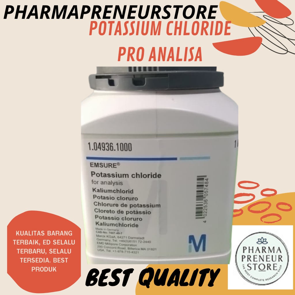 POTASSIUM CHLORIDE / KALIUM KLORIDA / ( KCL ) PRO ANALISA 50 GRAM DAN 100 GRAM BEST QUALITY