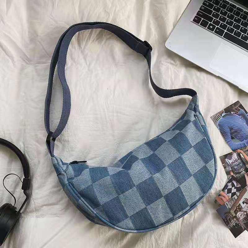 ✶☈Versi Korea Ins Dicuci Denim Kanvas Tas Pangsit Ulzzang Jepang Harajuku Niche Retro Kecil Square Tas Messenger Bag