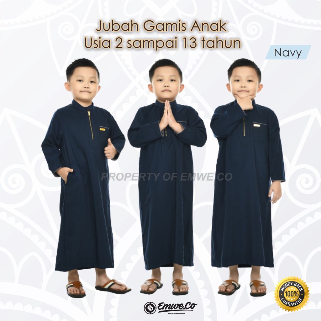 Jubah Anak Laki Laki Motif Polos Gamis Lengan Panjang Untuk Usia 2 Sampai 13 Tahun