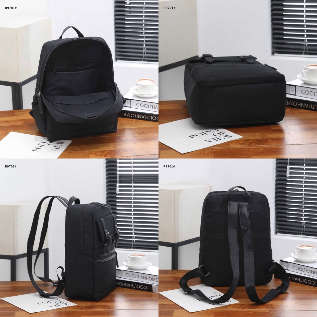 Fashion Backpack Multy Fungsi With Canvas Black Hardware R9701 R9702 R9703 R9708