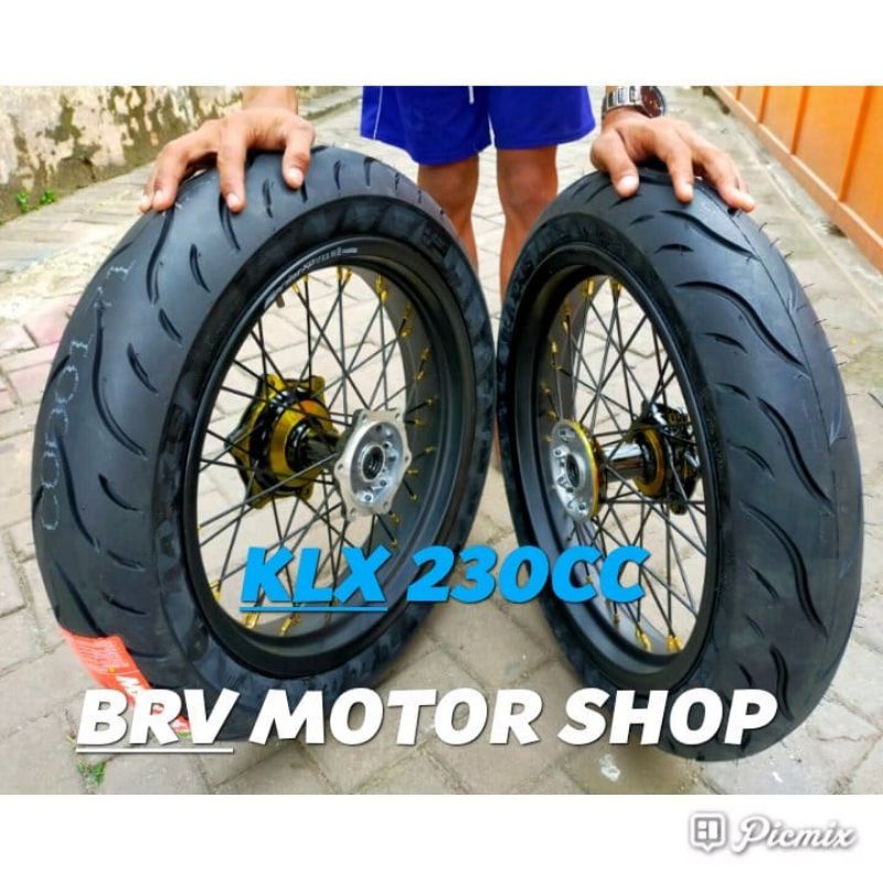Velg Klx230Cc Velg 300-350-17 / SuperMoto Klx 230Cc Kawasaki Lengkap Ban