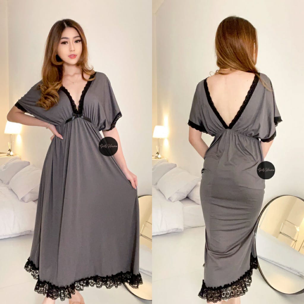 017T Amanda Lingerie Midi Dress BAJU WANITA SEXY,BAJU PENGANTIN BARU BISA COD (5TARAMSTORE)