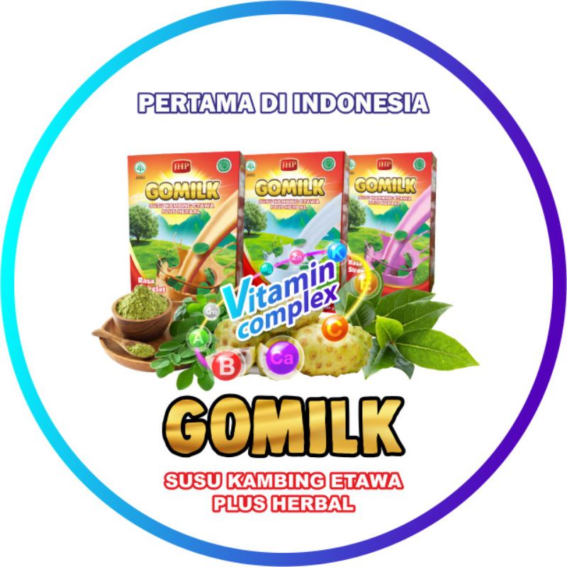 

Susu Kambing Etawa GOMILK 200GR BUBUK / GOMILK ORIGINAL STRAWBERRY COKLAT / Susu Asi booster / Susu Daun Kelor Mengkudu / Susu Kambing Plus Herbal / GOMILK HALAL BPOM