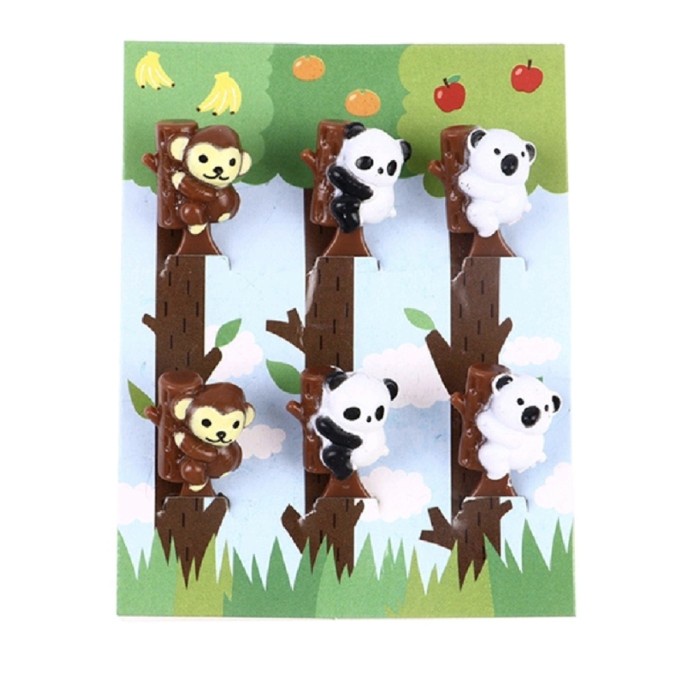 6pc Garpu Tusuk Buah Bento Dessert Mini Lucu Bentuk Panda Koala Monkey