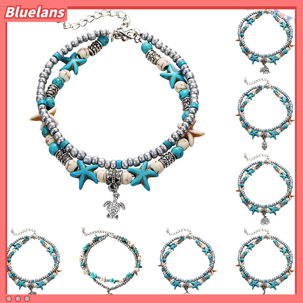 Gelang Kaki Rantai Liontin Manik-Manik Bintang Laut Untuk Wanita