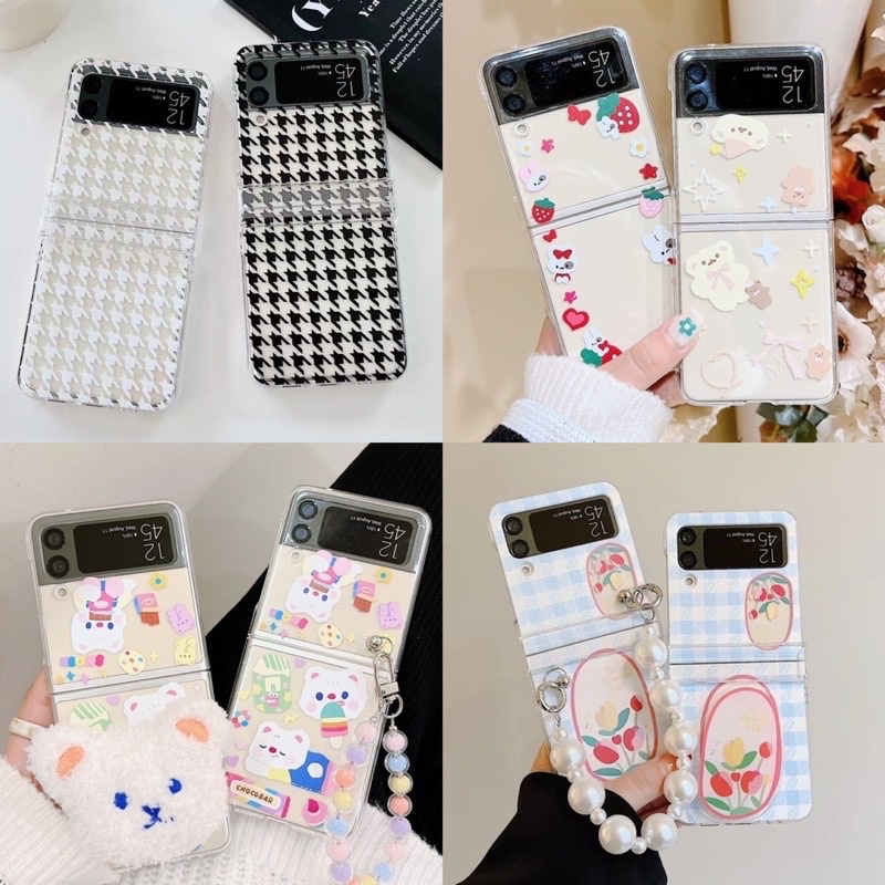 case chain tali samsung z flip 3 & 4 premium ada banyak motif case