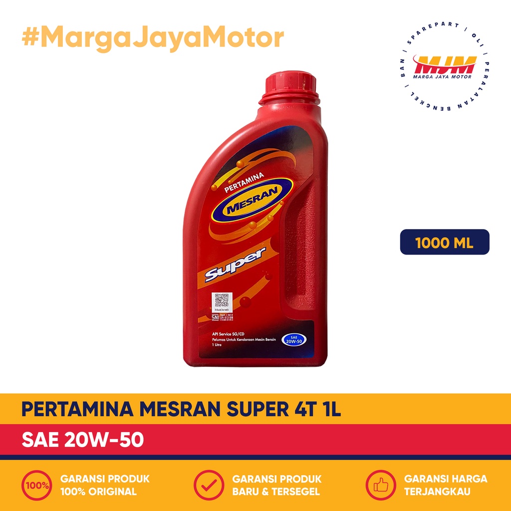 Mesran Super 4T 20W/50 1000ml Pertamina Oil 1L