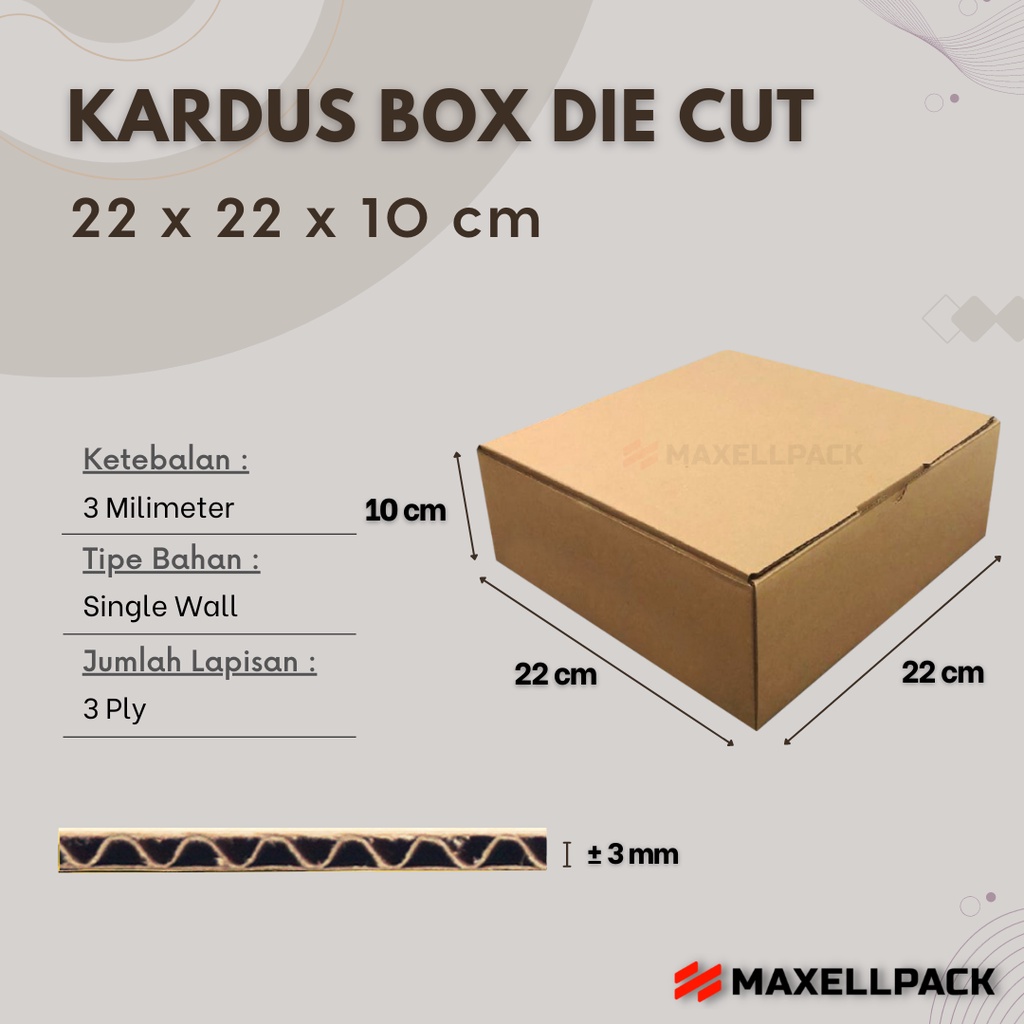 

Kardus Box Die Cut 22x22x10 CM Dus Packing Makanan Kue Cake Pizza Polos