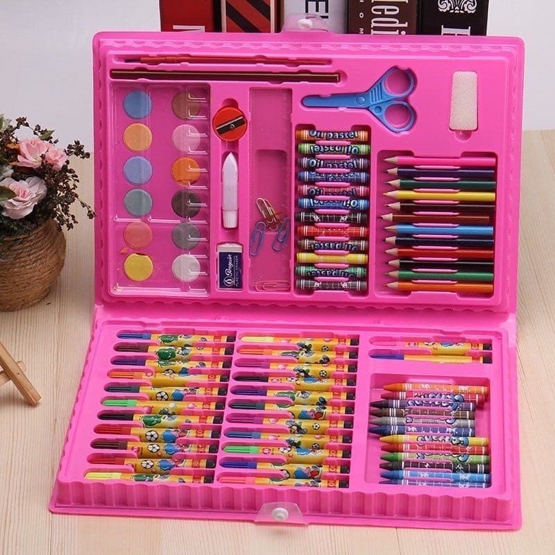 

Crayon Set Koper isi 86 pcs Untuk Mewarnai / Kado Anak Lengkap-Set Alat Menggambar Melukis Anak-anak Crayon Cat Air Pensil