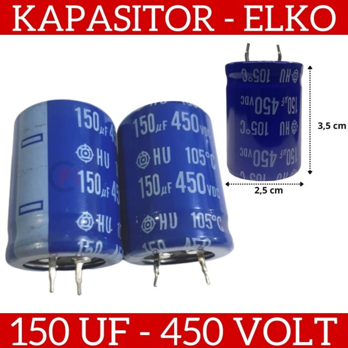 Elko Kapasitor Elco Capacitor 150uF 150 uF 450V 450 Volt Regulator TV