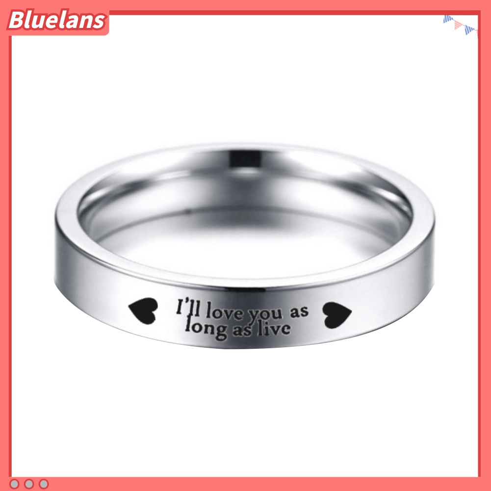Cincin Pasangan Bahan Titanium Steel Desain I Will Love You As Long As Live Untuk Hadiah Pernikahan