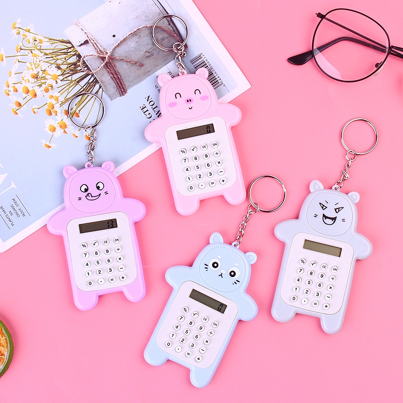 Kalkulator Mini Portable Desain Beruang Lucu | Calculator Cute Bear Sekolah 8 Digit Mini Portable