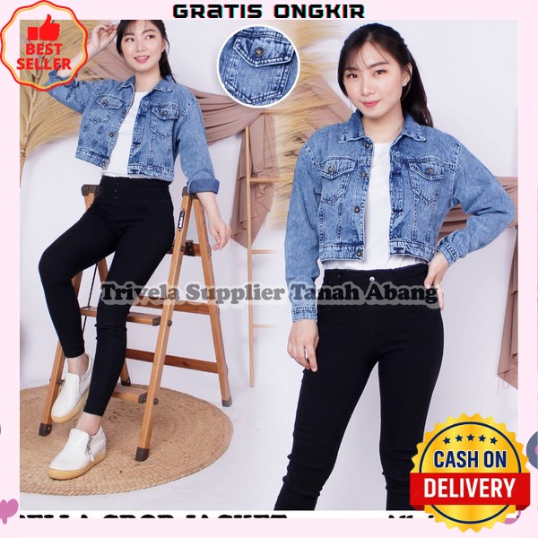 Jaket Jeans Wanita Polos Jacket Denim Levis Cewek Premium Import Cn380 Jaket Jeans Cakar Suzzie Vict
