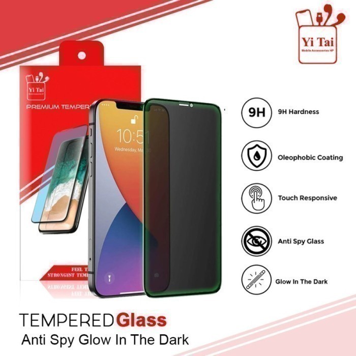 YI-TAI TEMPERED GLASS PREMIUM SPY GLOW IN THE DARK VIVO Y53S 4G VIVO Y53S 5G VIVO Y75 5G VIVO Y81 VIVO Y83 VIVO Y91 VIVO Y93 VIVO Y95 VIVO Y91C VIVO Y1S VIVO Z1 PRO WHITE_CELL