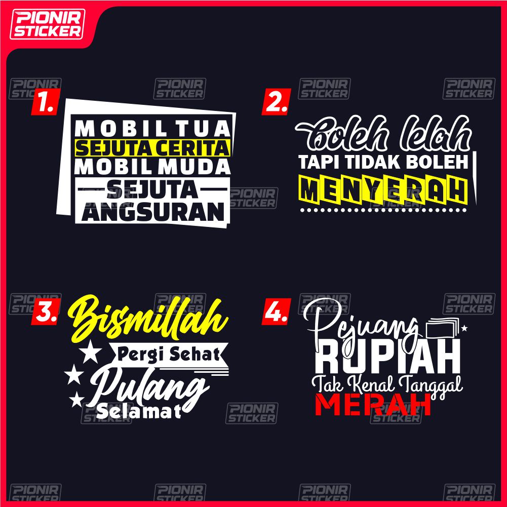 Stiker Kaca Kata Kata Pintu Mobil Body Truk Pickup L300 Carry Cutting Stiker Kata Motivasi