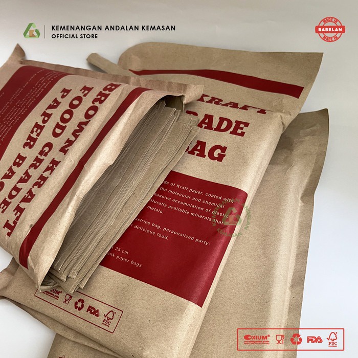 Kantong Gorengan Food Grade / Kraft PE OXIUM / Kantong Ayam Fried Chicken - PAK isi 100