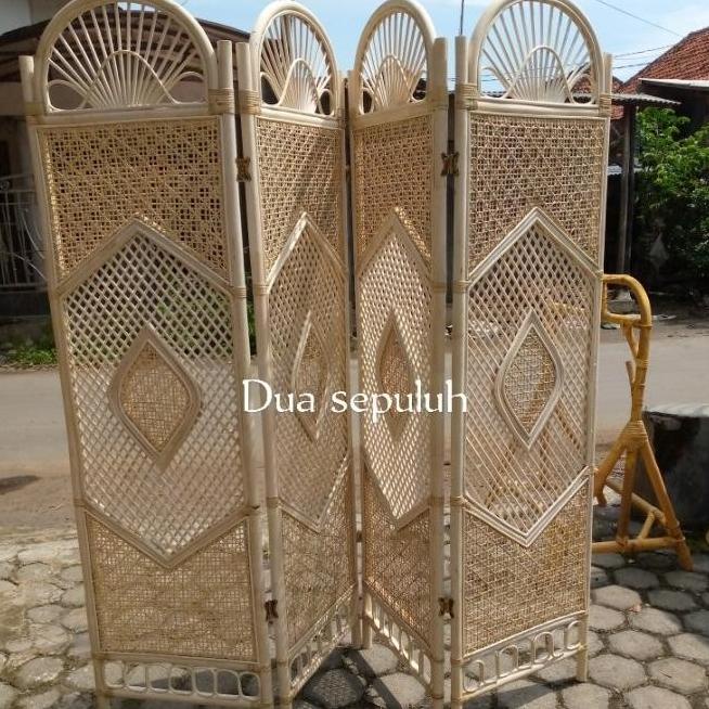 Sketsel Rotan Alami /Pembatas Ruangan 4Pintu Termurah