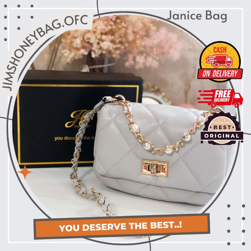 TAS SELEMPANG SLING BAG BAHU KONDANGAN PESTA BRANDED WANITA MURAH IMPORT KOREA JANICE BAG JIMSHONEY 
