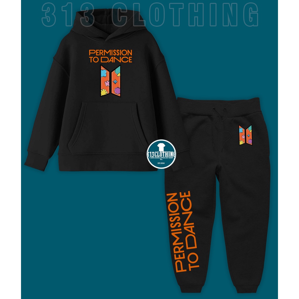 Setelan Anak BTS Permission To Dance Hoodie Anak BTS Permission To Dance Jogger Set Anak