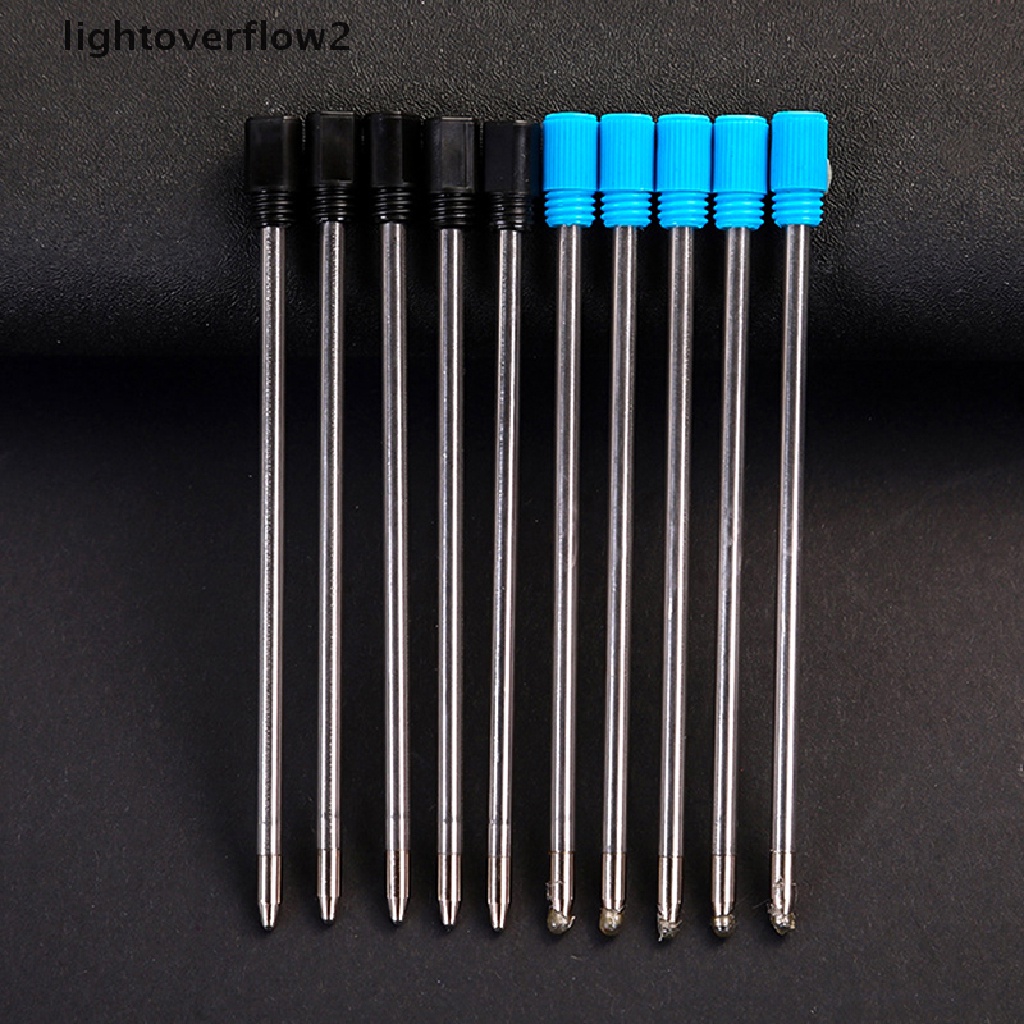(lightoverflow2) 10pcs / Set Bolpoin Tinta Isi Ulang 7cm 0.5mm Bahan Metal Untuk Stationery Sekolah / Kantor