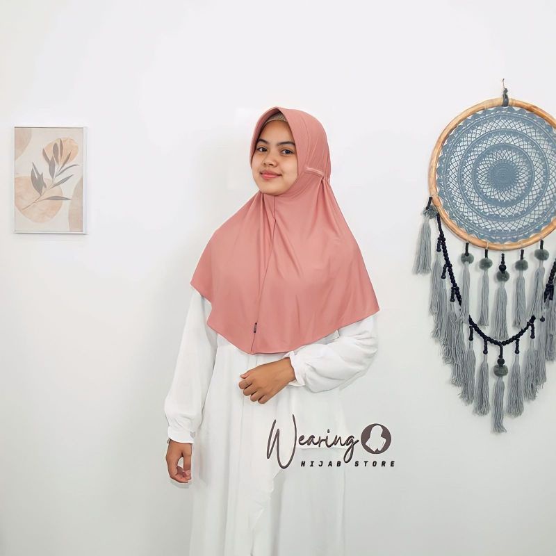 Jilbab Instan Serut Hamidah Spandex Ukuran M / Bergo Serut Jokowi / Kerudung Serut Jersey