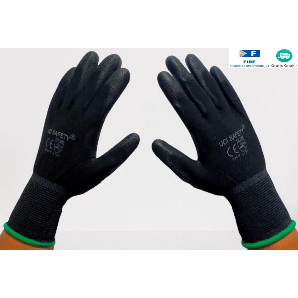 Sarung Tangan Palmfit Safety Gloves Security Dilapisi Karet Industri Pabrik Uci Safety Motor Bengkel otomotif Bagunan Coating Karet Pengaman kerja Packing PU Statis Multitask Karet