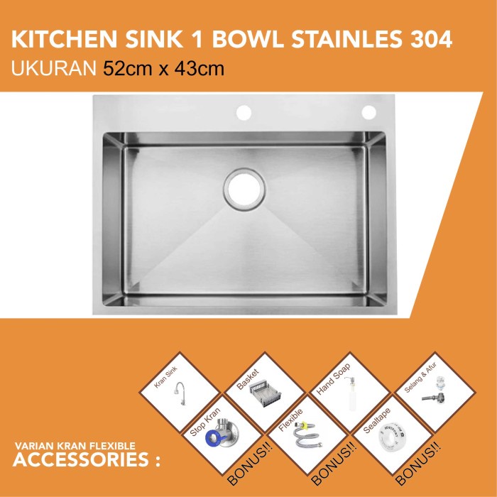 Kitchen Sink Thsink 5243 / Tempat Cuci Piring Thsink 5243 Komplit - Cuci Piring ( Peralatan Dan
