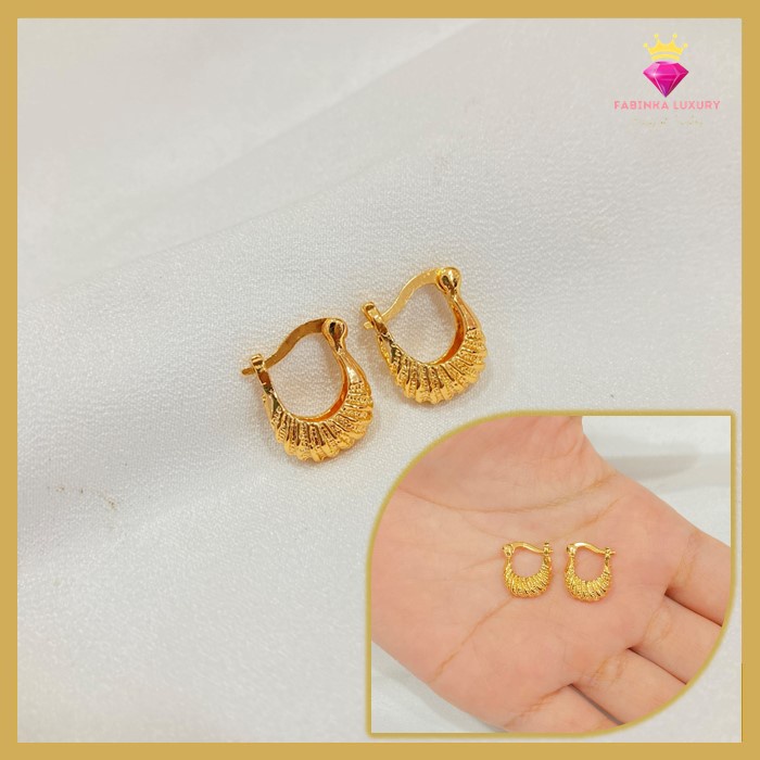 YAXIYA Anting Giwang Suweng Wanita Lapis Emas Model Keong Xuping Cewek Anti Karat Import Cantik Lucu