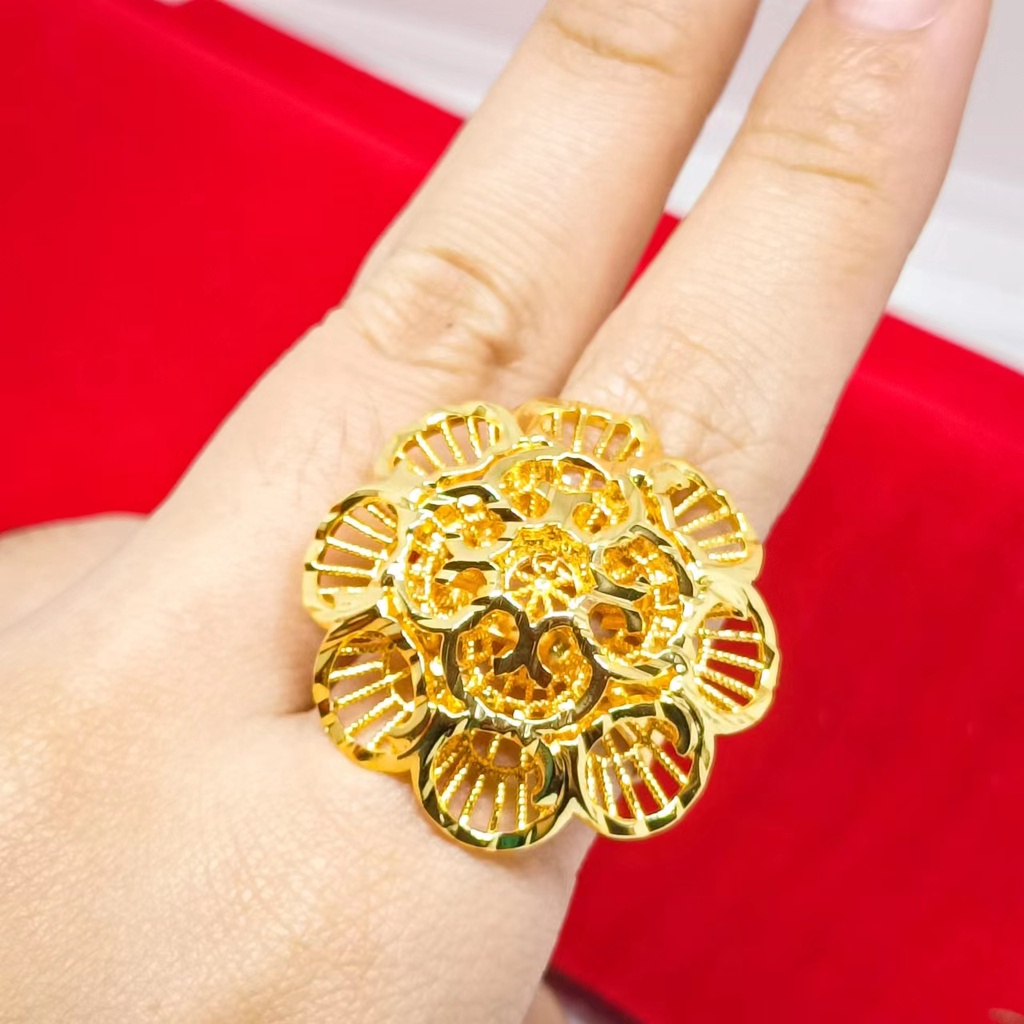 Cincin kendari xuping perhiasan lapis Emas asli 24k gold Bunga Terbaru Cantik Perhiasan