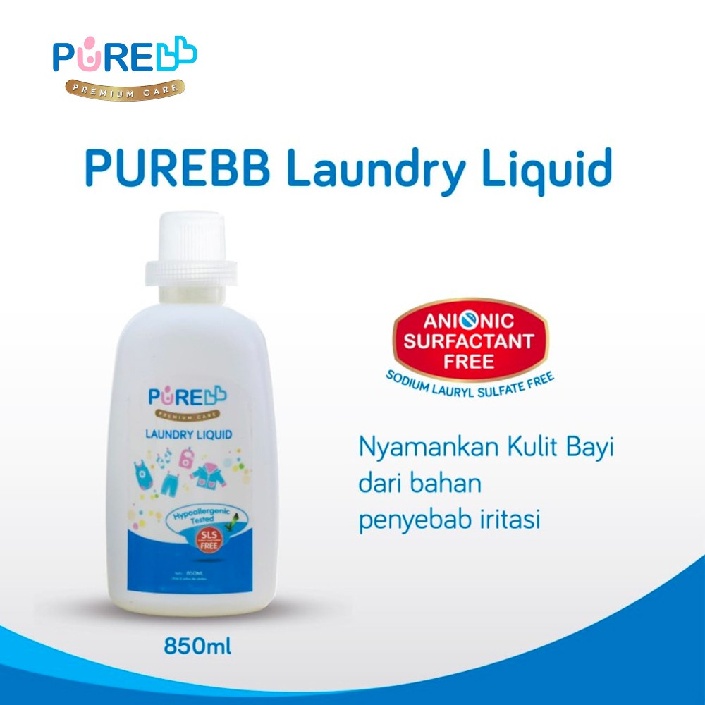 Pure BB Baby Laundry Liquid Detergent Deterjen Bayi Bottle - 850 ml