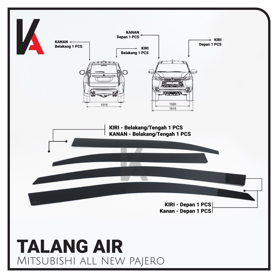 TALANG AIR PINTU MOBIL MITSUBISHI ALL NEW PAJERO MODEL FLAT HIGH QUALITY