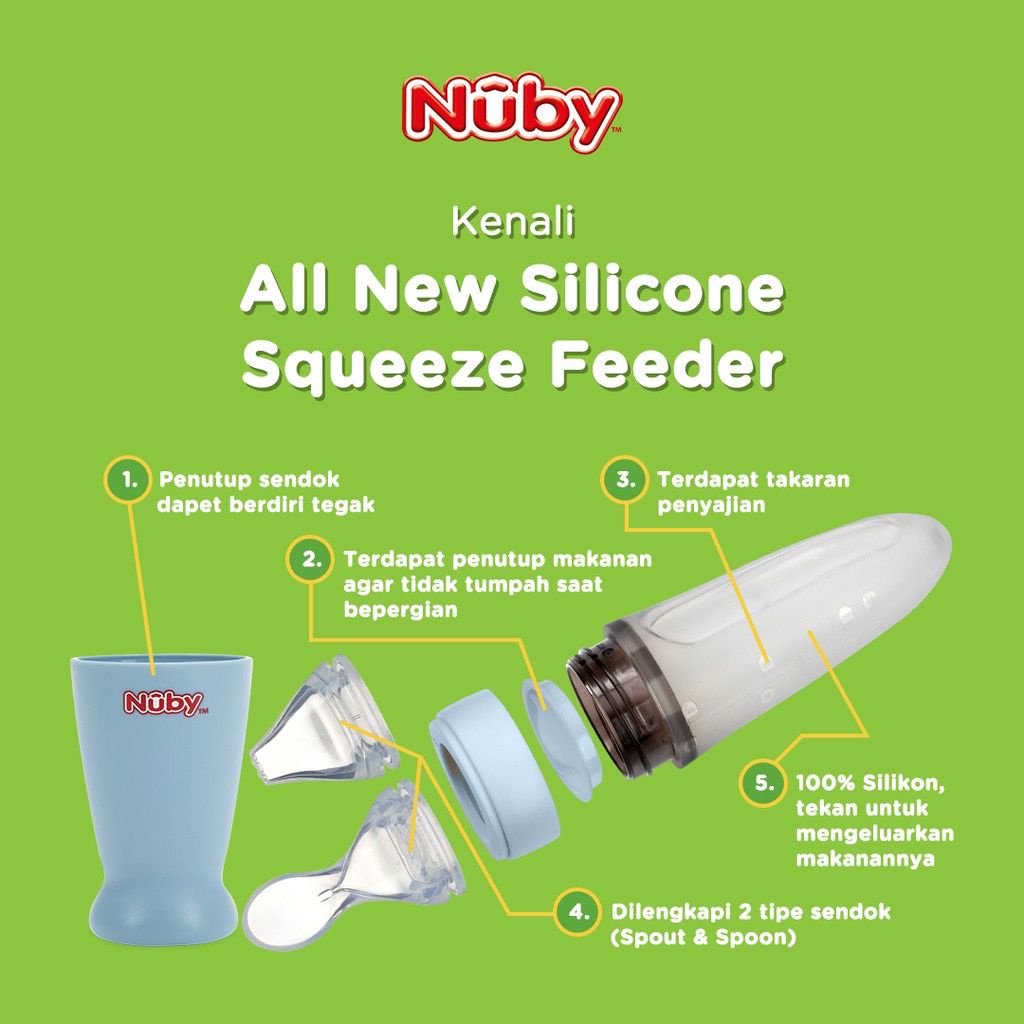 NUBY - All Silicone Squeeze Feeder - Fruit Feeder - Juice Feeder - Sendok Meal