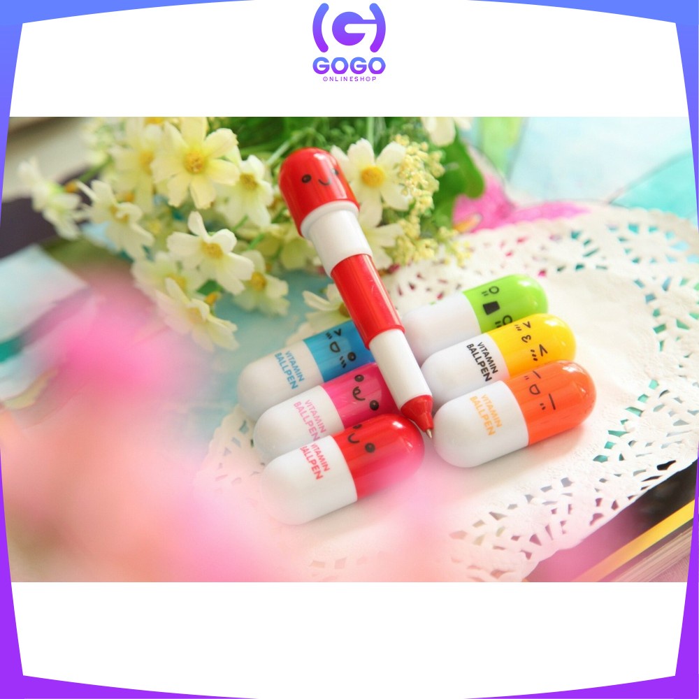 GOGO-A4 Pulpen Emoticon Vitamin / Pen Unik / Pena Kapsul / Pulpen Stationary Souvenir Pernikahan