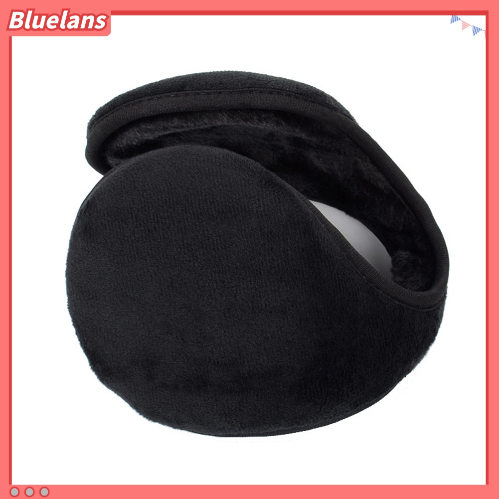 Bluelans Penutup Telinga Pria / Wanita Bahan Plush Tebal Lembut Hangat Warna Polos Untuk Musim Dingin