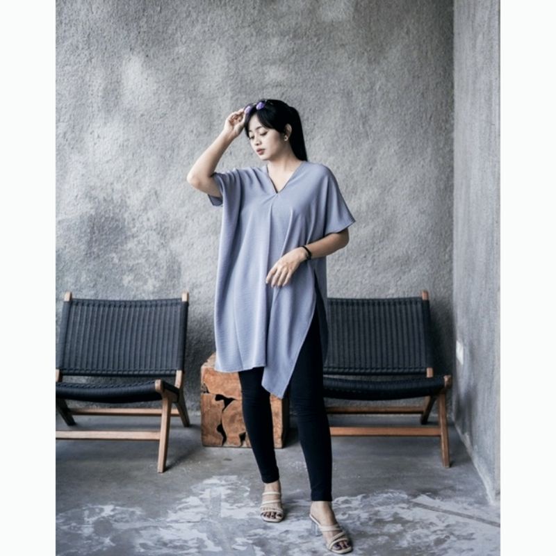 NAGITA LONG SQUARE AIRFLOW CRINKLE BLOUSE JUMBO LD 130 WARNA BANYAK ATASAN BIG SIZE WANITA OVERSIZED