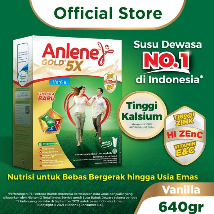 

[ COD ] Anlene Gold 5X Susu Bubuk Vanila 640g-Tulang, Sendi & Otot
